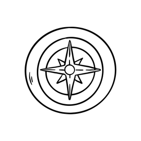 Pirate compass illustration black and white clipart