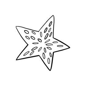 Pirate starfish cartoon drawing black and white clipart