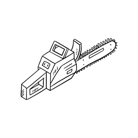 Chainsaw illustration black and white clipart