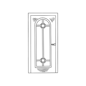 Windowed door drawing black and white clipart