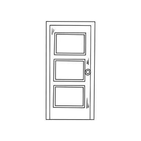 Windowed door drawing black and white clipart free download