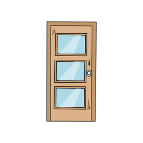 Windowed door drawing clipart