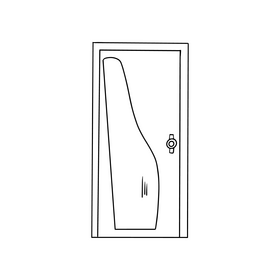 Windowed door illustration black and white clipart