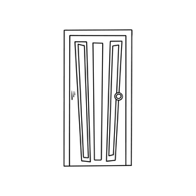 Free panel door black and white clipart