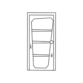 Front wooden door cartoon black and white clipart