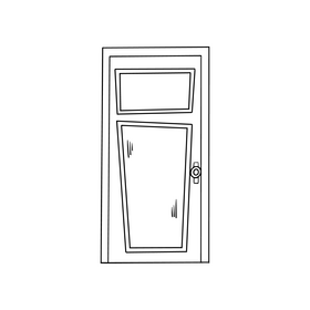 Windowed door illustration black and white clipart free download