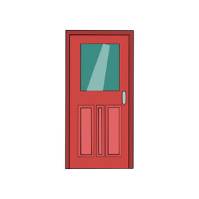 Red windowed door clipart
