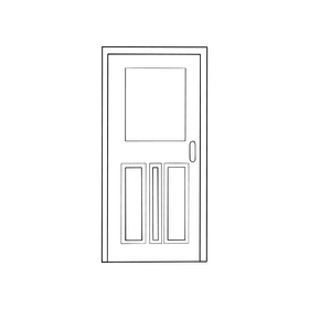 Windowed panel door black and white clipart free download