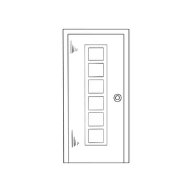 Decorative glass door black and white clipart