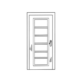 Green decorative glass door black and white clipart