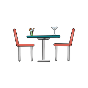 Table and chairs illustration clipart