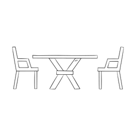 Table and chairs illustration black and white clipart