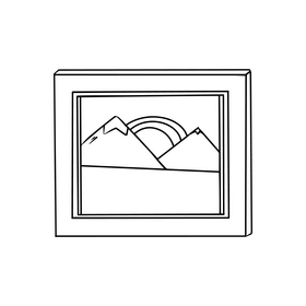 Picture hanging on the wall black and white clipart