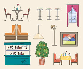 Cafe set vector