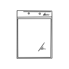 Clipboard notebook with paper black and white clipart