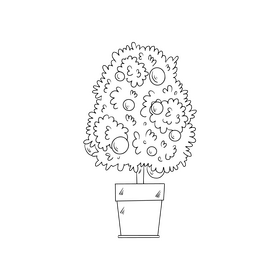 Potted tree black and white clipart