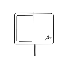 Open notebook cartoon black and white clipart