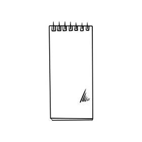 Spiral notepad notebook drawing black and white clipart