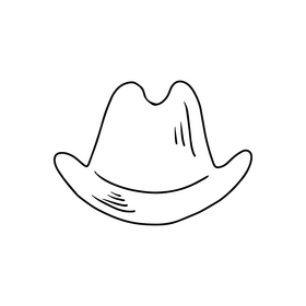 Brown cowboy hat drawing black and white clipart