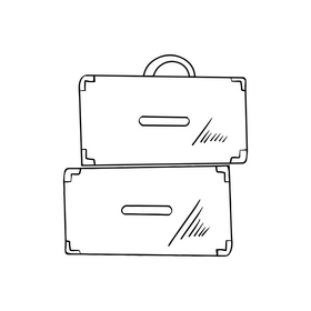 Handbag suitcase black and white clipart