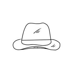 Leather cowboy hat illustration black and white clipart