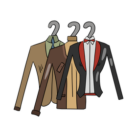 Men tailcoats cartoon, event clothes, elegant dress clipart