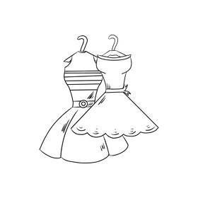 Dress black and white clipart