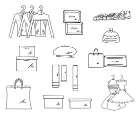 Dressing room black and white vector