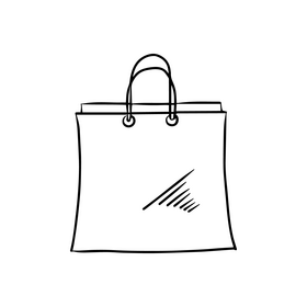 Blue shopping bag black and white clipart