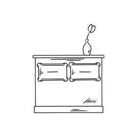 Cartoon chest of drawers black and white clipart