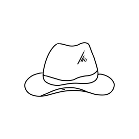 Brown hat black and white clipart