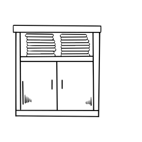 Chest of drawers black and white clipart