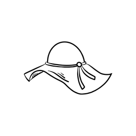 Cartoon women's hat black and white clipart