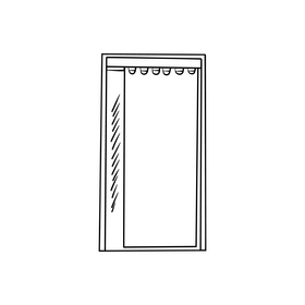 Fitting room, changing room black and white clipart