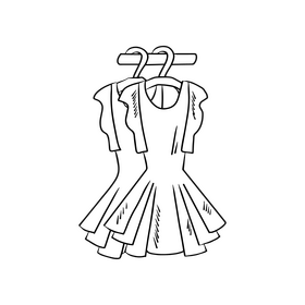 Dresses illustration black and white clipart