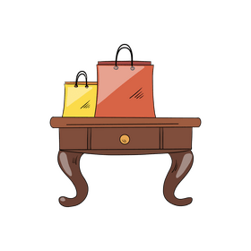 Colorful shopping bags on table clipart