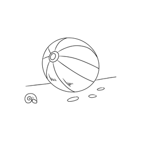 Inflatable beach ball, swim ring black and white clipart