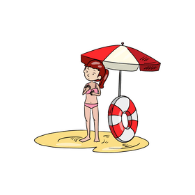 Cute girl on beach clipart