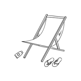 Deck chair black and white clipart