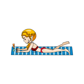 Girl sunbathing illustration clipart