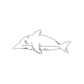 Cute dolphin cartoon drawing black and white clipart