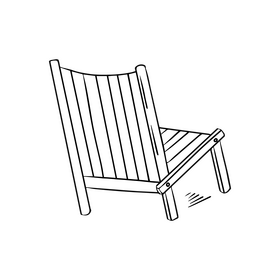 Beach chair black and white clipart