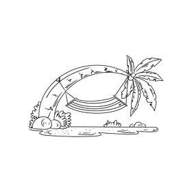 Beach hammock black and white clipart