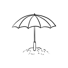 Beach umbrella black and white clipart