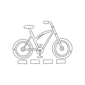 Bike cartoon black and white clipart