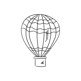Aerostat hot air balloon black and white clipart