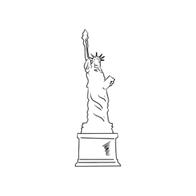 Statue of Liberty New York USA cartoon black and white clipart