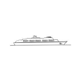 Cruise ship side view black and white clipart