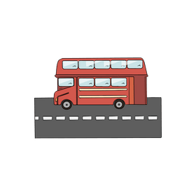 Red two tier bus clipart