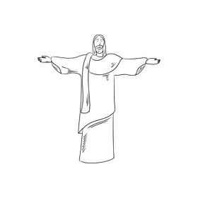 Christ the Redeemer statue black and white clipart free download